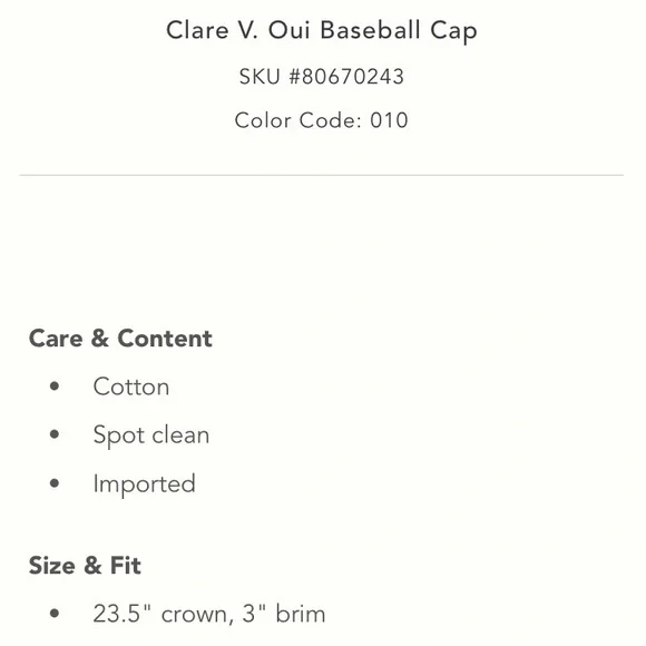 Clare V Oui Cap NWT - Picture 2 of 7
